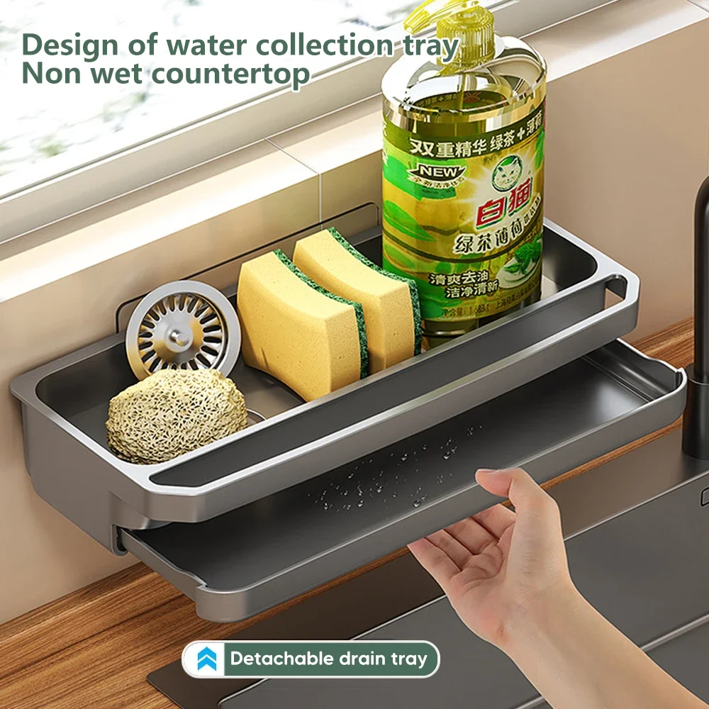 Tech Accessories Organizer - Organisateur d'évier de cuisine, égouttoir auto-drainant,