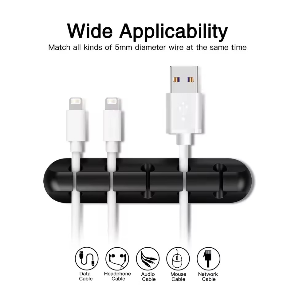 Desk Cable Clip - Organisateur de câbles USB en silicone,