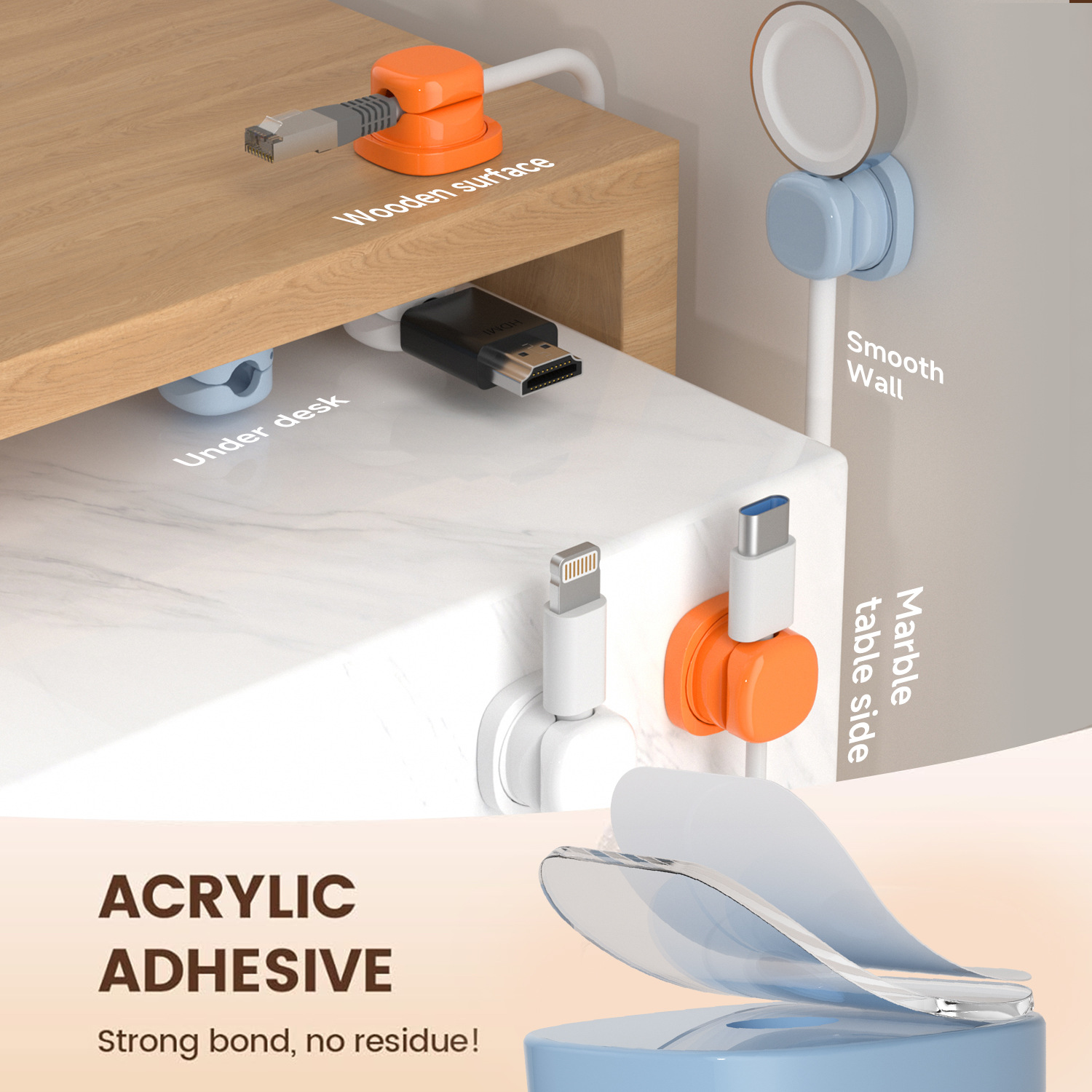 Organisateur de câbles adhésif - Desk Cable Clip avis et prix